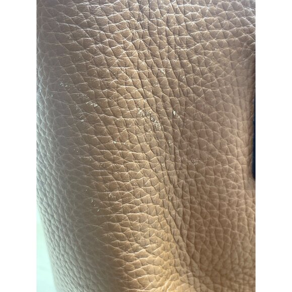 Dooney & Bourke Tan Brown Pebbled Leather Gold Accents Double Strap Shoulder Bag - Picture 15 of 16